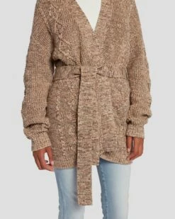 7 For All Mankind Belted Cardigan In Safari -7 For All Mankind Sales 7N130F52 SAM 5