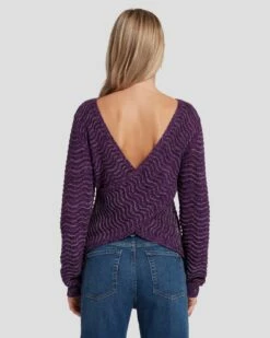 7 For All Mankind Cross Back Sweater In Violet -7 For All Mankind Sales 7N131F52 VIM 4