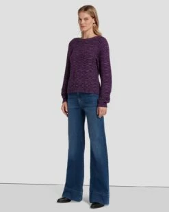 7 For All Mankind Cross Back Sweater In Violet -7 For All Mankind Sales 7N131F52 VIM 6