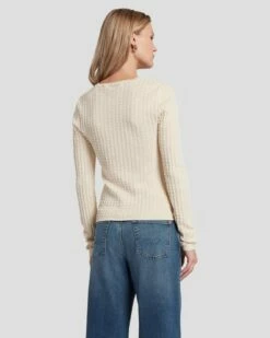 7 For All Mankind Knit Weave Top In Bone -7 For All Mankind Sales 7N132D35 BON 4