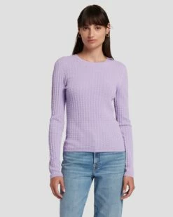 7 For All Mankind Knit Weave Top In Lavender