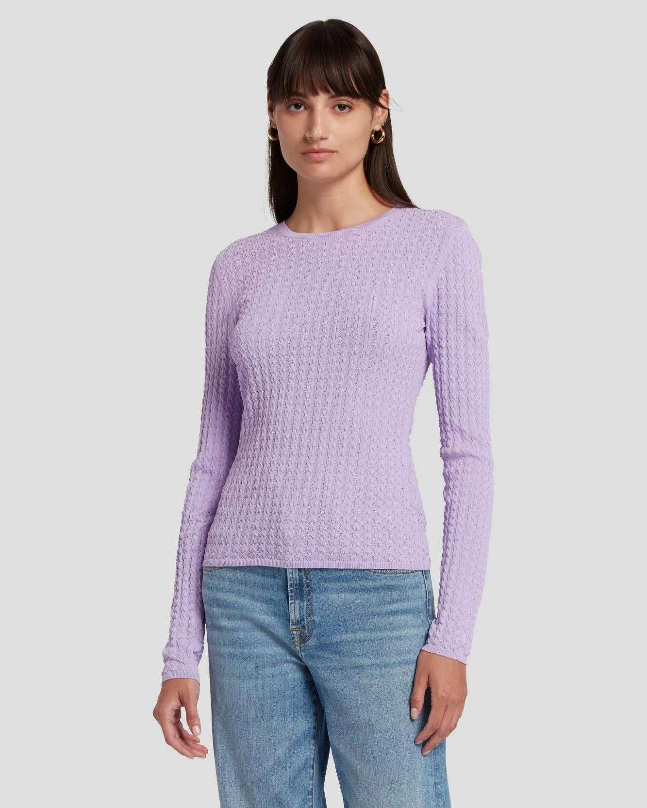 7 For All Mankind Knit Weave Top In Lavender 4 7 For All Mankind Knit Weave Top In Lavender - Image 2