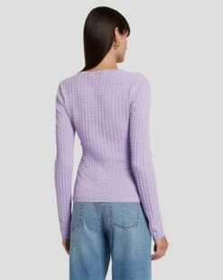 7 For All Mankind Knit Weave Top In Lavender 11 7 For All Mankind Knit Weave Top In Lavender -7 For All Mankind Sales 7N132D35 LAV 4