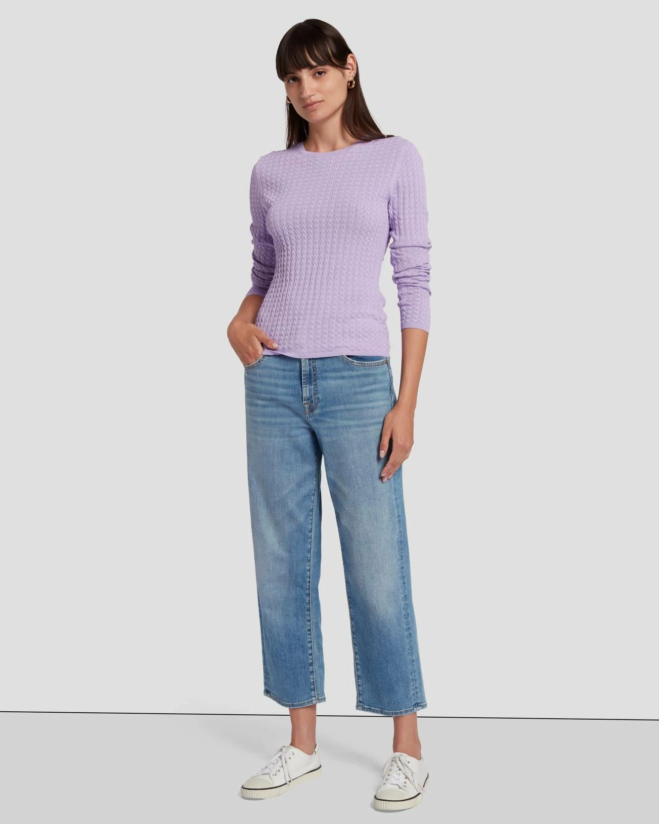 7 For All Mankind Knit Weave Top In Lavender 8 7 For All Mankind Knit Weave Top In Lavender - Image 6