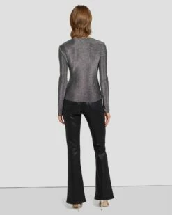 7 For All Mankind Long Sleeve Shimmer Top In Gunmetal -7 For All Mankind Sales 7N260F40 GNM 4