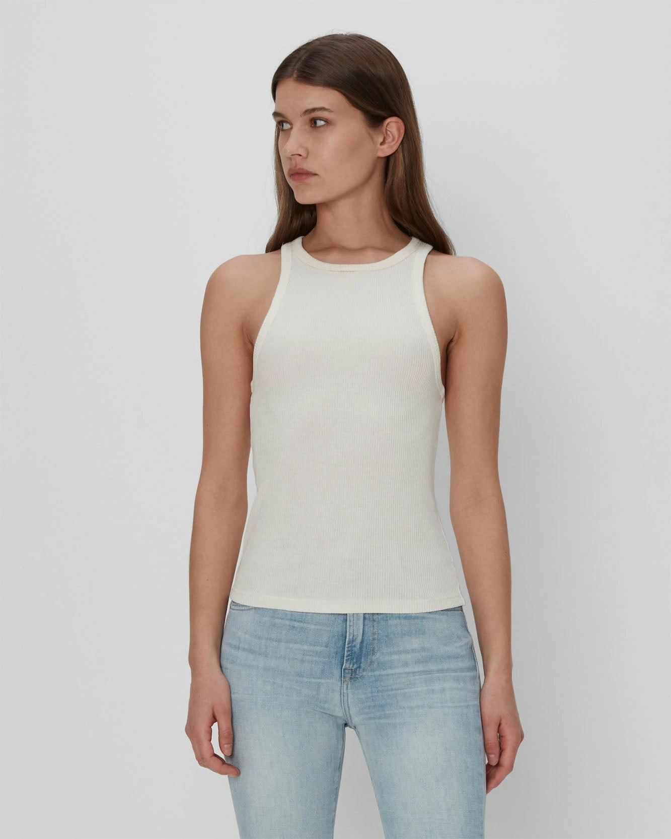 7 For All Mankind Racerback Tank In Ivory 3 7 For All Mankind Racerback Tank In Ivory