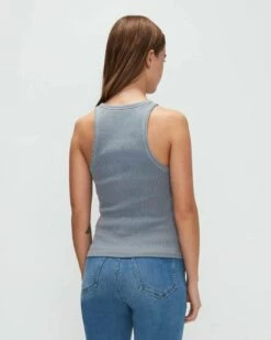 7 For All Mankind Racerback Tank In Soft Slate -7 For All Mankind Sales 7N278C59 SSL 04