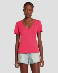 7 For All Mankind Easy V-Neck In Geranium