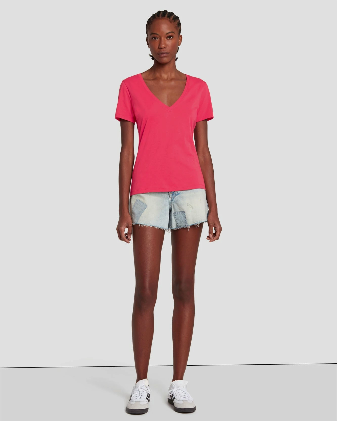 7 For All Mankind Easy V-Neck In Geranium 4 7 For All Mankind Easy V-Neck In Geranium - Image 2