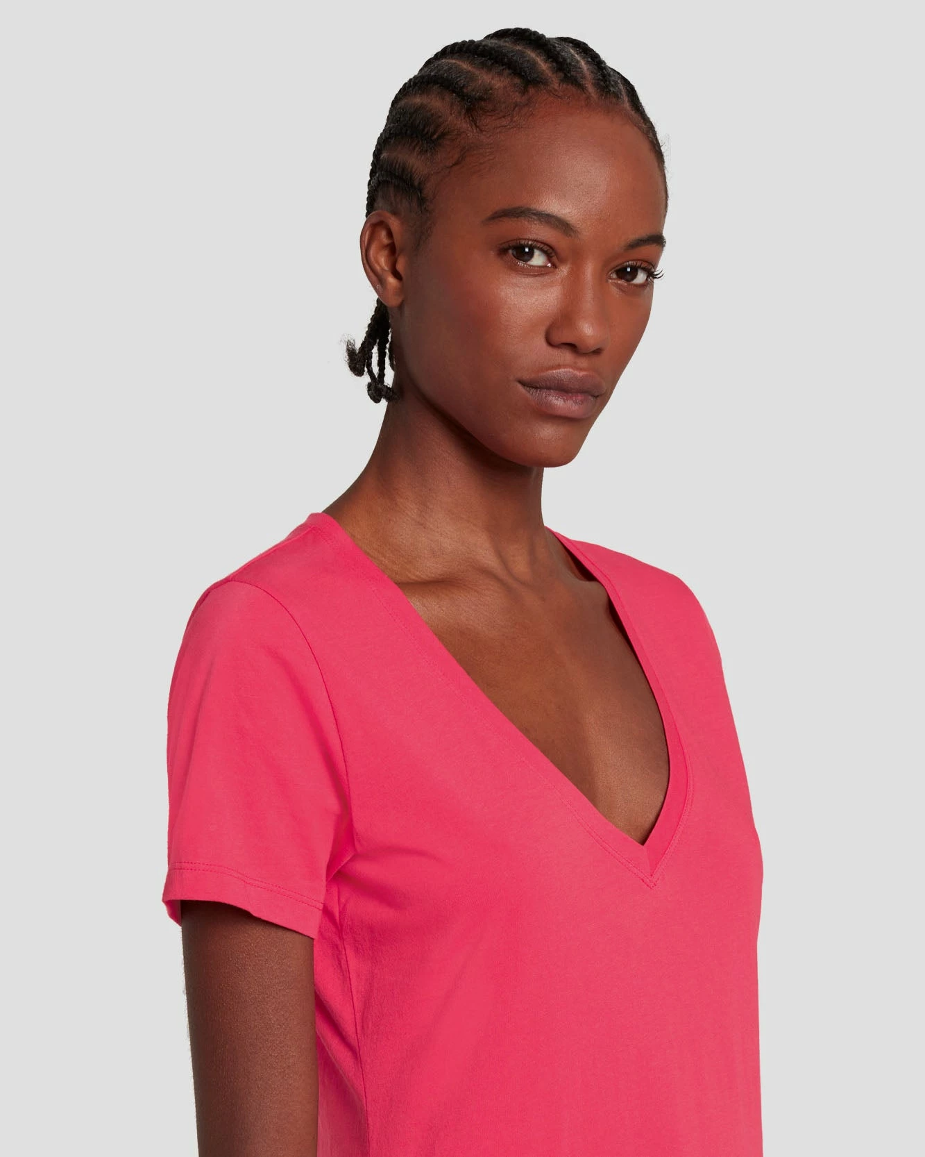 7 For All Mankind Easy V-Neck In Geranium 5 7 For All Mankind Easy V-Neck In Geranium - Image 3