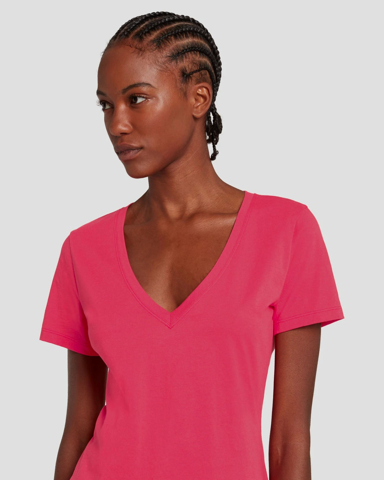 7 For All Mankind Easy V-Neck In Geranium 6 7 For All Mankind Easy V-Neck In Geranium - Image 4