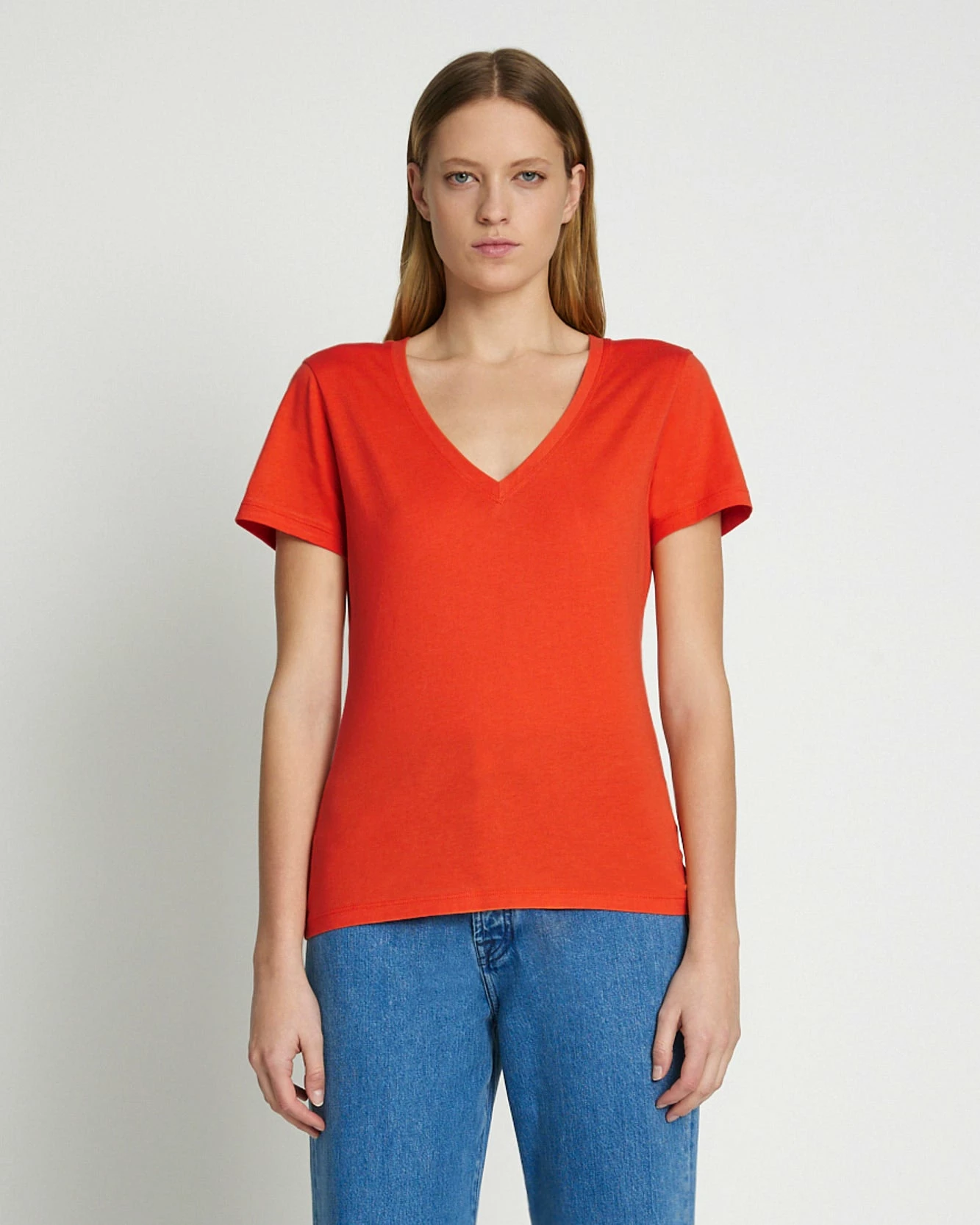 7 For All Mankind Pima Cotton Easy V-Neck Tee In Koi 3 7 For All Mankind Pima Cotton Easy V-Neck Tee In Koi