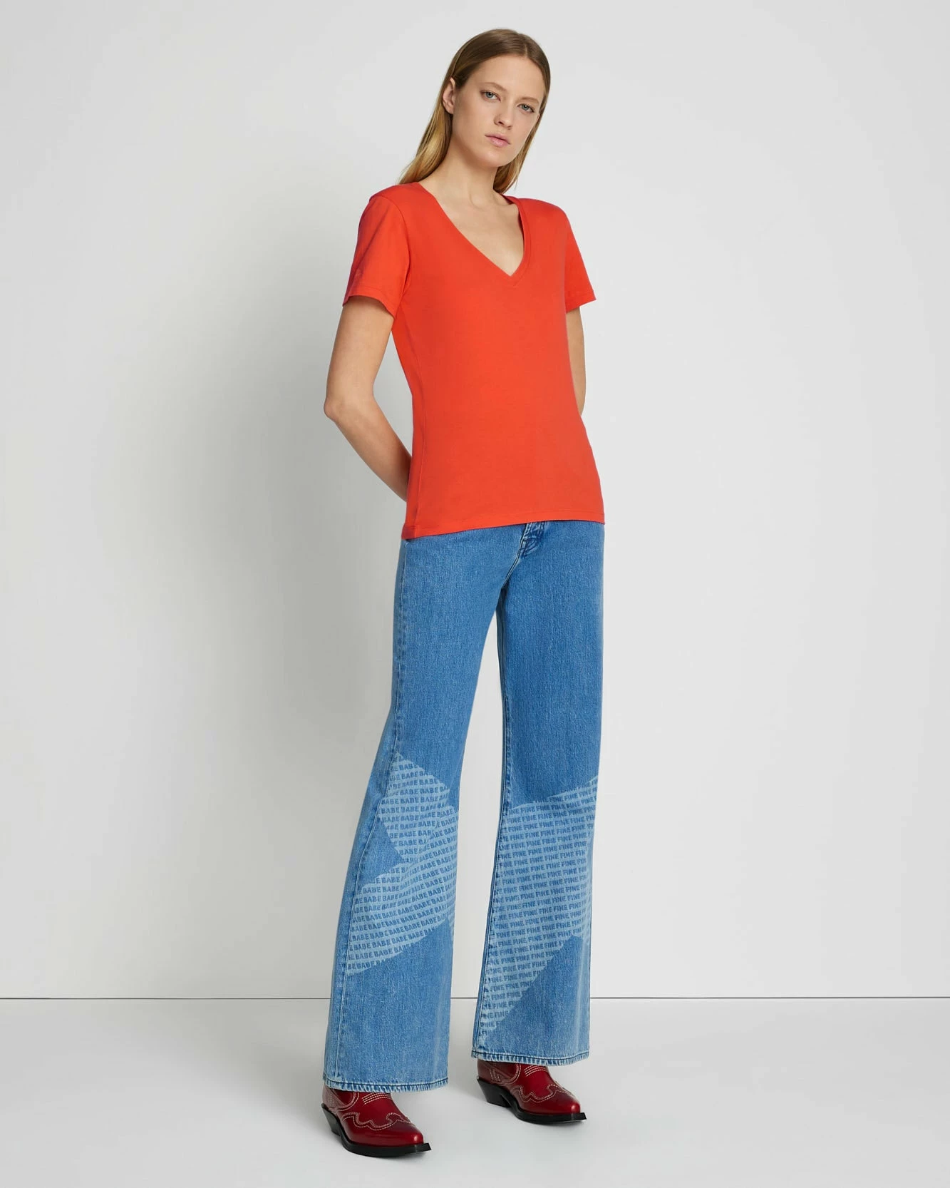 7 For All Mankind Pima Cotton Easy V-Neck Tee In Koi 4 7 For All Mankind Pima Cotton Easy V-Neck Tee In Koi - Image 2