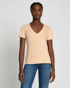 7 For All Mankind Pima Cotton Easy V-Neck Tee In Prairie Sunset