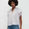7 For All Mankind Peter Pan Collar Ruffle Top In Light Lilac 2 7 For All Mankind Peter Pan Collar Ruffle Top In Light Lilac -7 For All Mankind Sales 7N525C51 LTL 01
