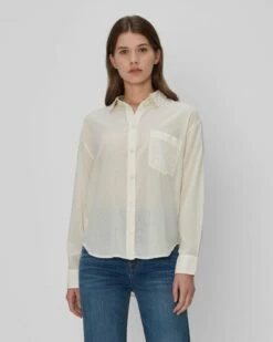 7 For All Mankind Eyelet Classic Shirt In Ivory