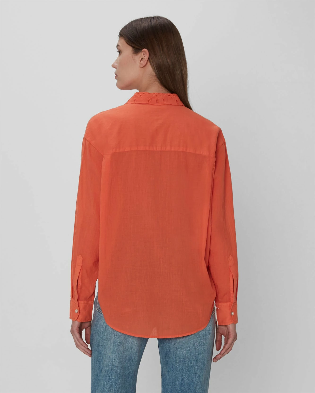 7 For All Mankind Eyelet Classic Shirt In Tigerlily 5 7 For All Mankind Eyelet Classic Shirt In Tigerlily - Image 3