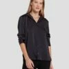 7 For All Mankind Embellished Satin Button-Up Shirt In Black -7 For All Mankind Sales 7N545F63 BLK 1