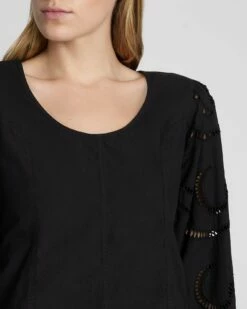 7 For All Mankind Balloon Sleeve Eyelet Top In Black 8 7 For All Mankind Balloon Sleeve Eyelet Top In Black -7 For All Mankind Sales 7N564F07 BLK 3