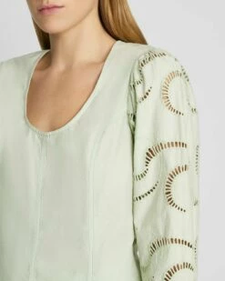 7 For All Mankind Balloon Sleeve Eyelet Top In Seafoam 8 7 For All Mankind Balloon Sleeve Eyelet Top In Seafoam -7 For All Mankind Sales 7N564F07 SFM 3