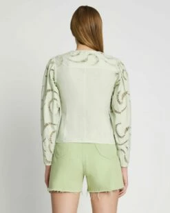 7 For All Mankind Balloon Sleeve Eyelet Top In Seafoam 9 7 For All Mankind Balloon Sleeve Eyelet Top In Seafoam -7 For All Mankind Sales 7N564F07 SFM 4