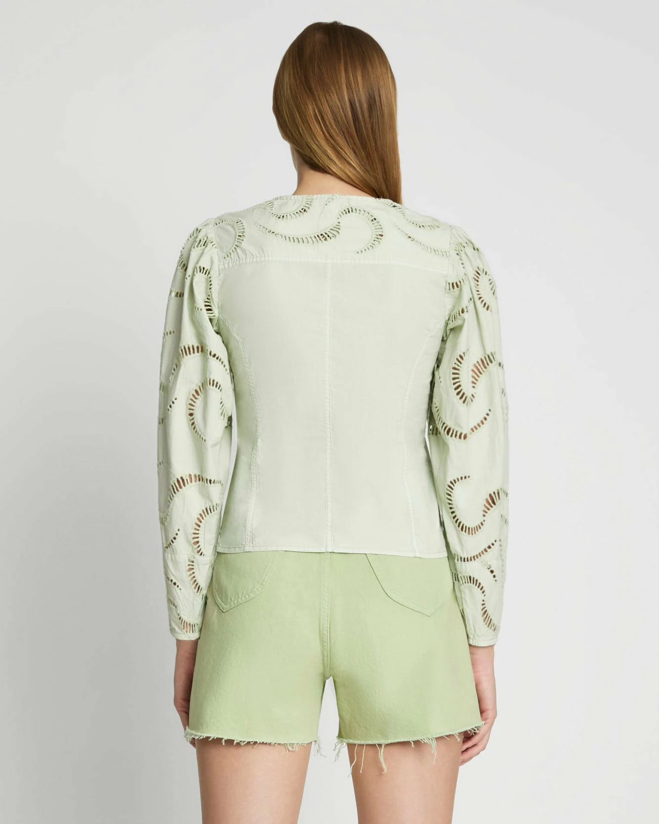 7 For All Mankind Balloon Sleeve Eyelet Top In Seafoam 6 7 For All Mankind Balloon Sleeve Eyelet Top In Seafoam - Image 4