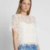 7 For All Mankind Star Lace Cropped Tee In Antique White -7 For All Mankind Sales 7N566F11 ANW 1