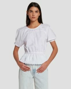7 For All Mankind Eyelet Top In Bright White -7 For All Mankind Sales 7N569F36 BRW 5