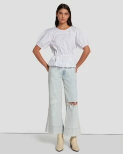 7 For All Mankind Eyelet Top In Bright White -7 For All Mankind Sales 7N569F36 BRW 6