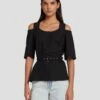 7 For All Mankind Tailored Off The Shoulder Top In Black -7 For All Mankind Sales 7N570F31 BLK 1
