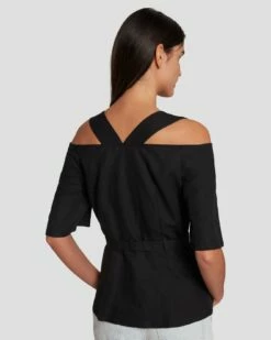 7 For All Mankind Tailored Off The Shoulder Top In Black -7 For All Mankind Sales 7N570F31 BLK 5