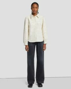 7 For All Mankind Faux Leather Eyelet Classic Shirt In Cream 10 7 For All Mankind Faux Leather Eyelet Classic Shirt In Cream -7 For All Mankind Sales 7N571F06 CRM 3