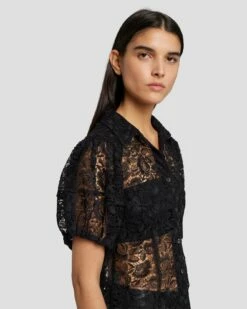 7 For All Mankind Lace Puff Sheer Blouse In Black 11 7 For All Mankind Lace Puff Sheer Blouse In Black -7 For All Mankind Sales 7N573D67 BLK 5
