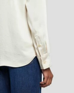 7 For All Mankind Satin Button Up Shirt In Cream 14 7 For All Mankind Satin Button Up Shirt In Cream -7 For All Mankind Sales 7N574F42 CRM 5