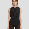 7 For All Mankind Silk Sleeveless Ruffle Blouse In Black -7 For All Mankind Sales 7N575F49 BLK 1