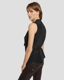 7 For All Mankind Silk Sleeveless Ruffle Blouse In Black 12 7 For All Mankind Silk Sleeveless Ruffle Blouse In Black -7 For All Mankind Sales 7N575F49 BLK 5