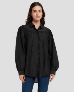 7 For All Mankind Prairie Blouse In Black