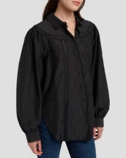7 For All Mankind Prairie Blouse In Black -7 For All Mankind Sales 7N577F56 BLK 3