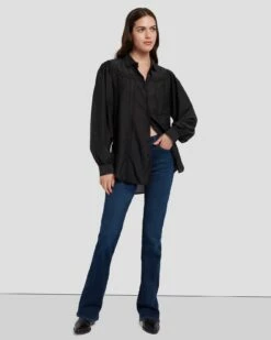 7 For All Mankind Prairie Blouse In Black -7 For All Mankind Sales 7N577F56 BLK 5