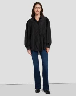 7 For All Mankind Prairie Blouse In Black -7 For All Mankind Sales 7N577F56 BLK 6