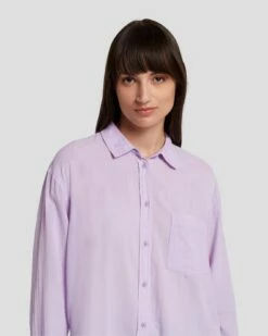 7 For All Mankind Classic Button Up Shirt In Lavender -7 For All Mankind Sales 7N582C51 LAV 6