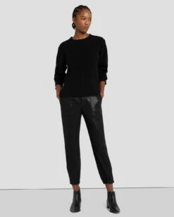 7 For All Mankind Darted Boyfriend Jogger In Coated Black