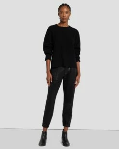 7 For All Mankind Darted Boyfriend Jogger In Coated Black -7 For All Mankind Sales 7N732752 CBA 6