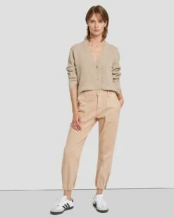 7 For All Mankind Darted Boyfriend Jogger In Coated Camel