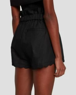 7 For All Mankind Paperbag Linen Short In Black -7 For All Mankind Sales 7N817F31 BLK 5