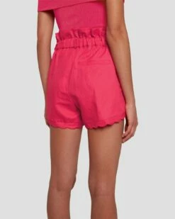 7 For All Mankind Paperbag Linen Short In Geranium -7 For All Mankind Sales 7N817F31 GER 1153 D2