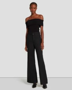 7 For All Mankind Modern Dojo Linen Trouser In Black