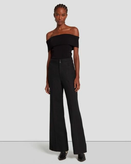 7 For All Mankind Modern Dojo Linen Trouser In Black -7 For All Mankind Sales 7N818F31 BLK 1