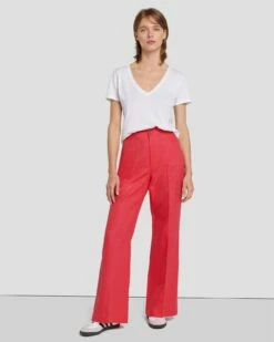 7 For All Mankind Modern Dojo Linen Trouser In Geranium -7 For All Mankind Sales 7N818F31 GER 6
