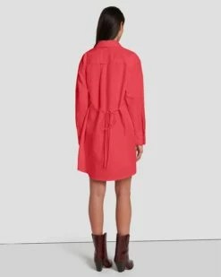 7 For All Mankind Scalloped Shirt Dress In Geranium -7 For All Mankind Sales 7N819F31 GER 4